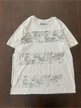Tony Hawk Grey Floral Stripe Graphic Tee Men’s Size Large Skateboarding